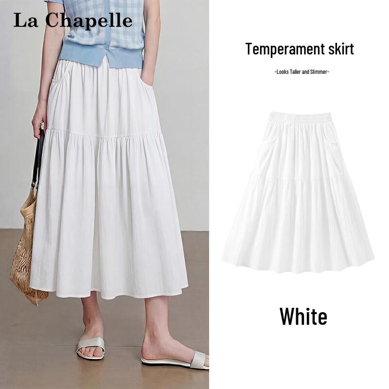 La Chapelle Women s Pleated A-Line High-Waist Midi Skirt M