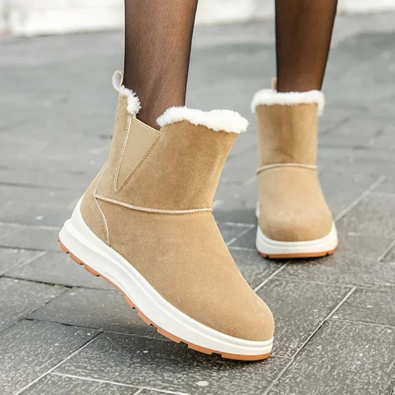 

Fashion Female Ankle Shoes on Slip Chunky Platform Promotion Large Size Ladies Booties Snow Boots Warm Winter Footwear Plus Protective 40