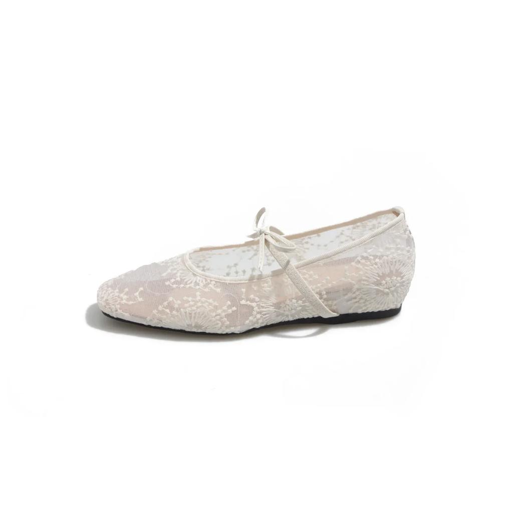 Damenmode Modischer flacher Schuh, Runde Zehenpartie Flacher Ausschnitt Mesh-Gewebe Atmungsaktiv Weichsohlig und Rutschfest Einzelne Schuhe
