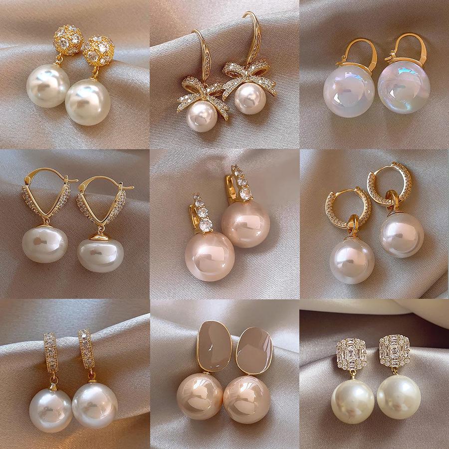 2025 Silver Needle Zircon Pearl Earrings: French Retro Light Luxury Studs for Women
