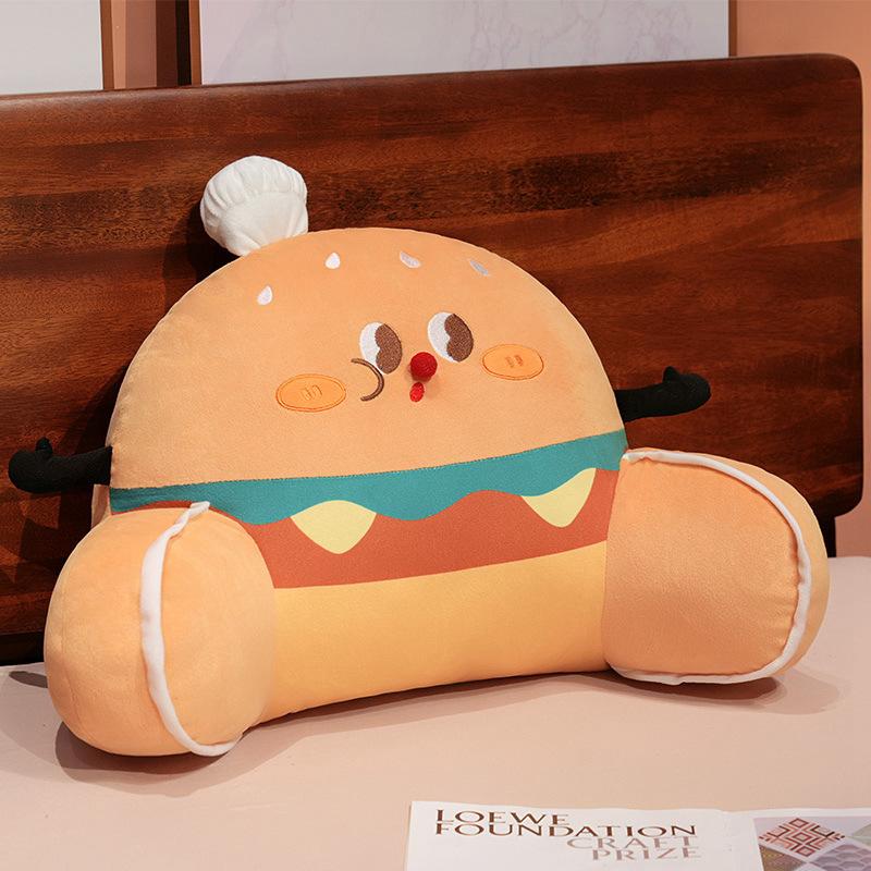 Cartoon Burger Fries Waist Rest Girls Bedside Cushion Waist Protection Soft Bag Dormitory Bed Playing Mobile Phone Reading Pillow Cushion