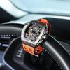 TSAR BOMBA Men's Watch 50M Water-Resistant Minimalist Tonneau Dial Sapphire Crystal Silicone Strap