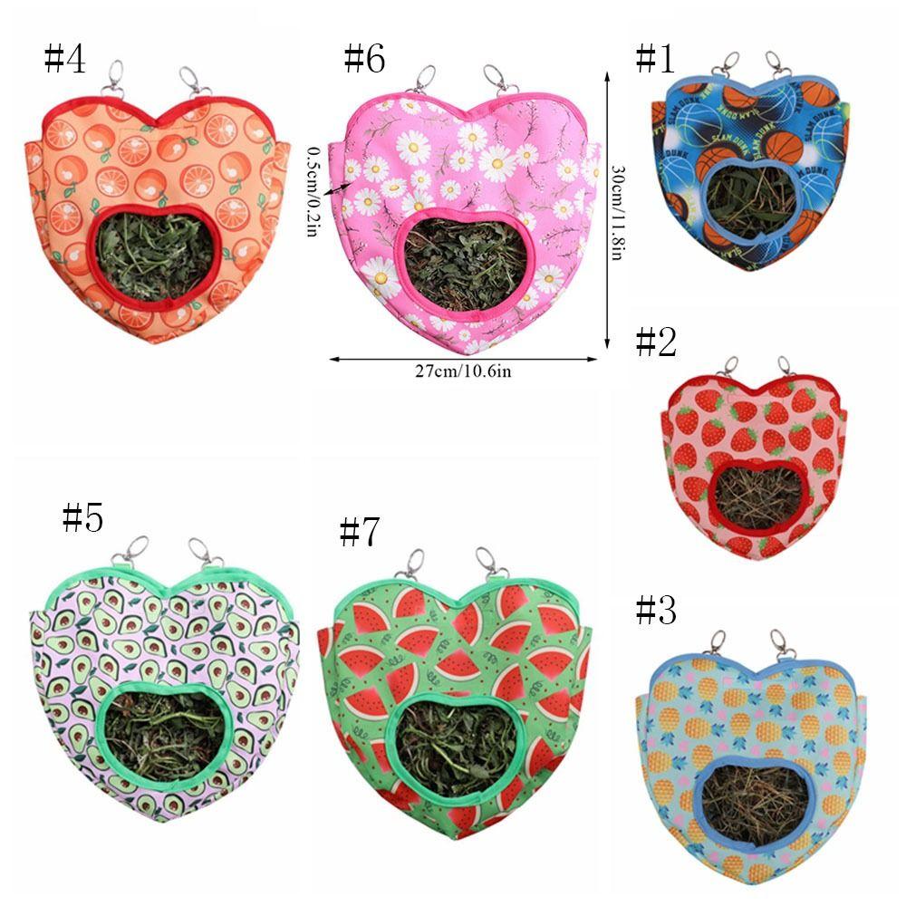 Hanging Heart-Shape Hay Bag Cute Feeding Dispenser Container Rabbit Feeding Bag  Hamster