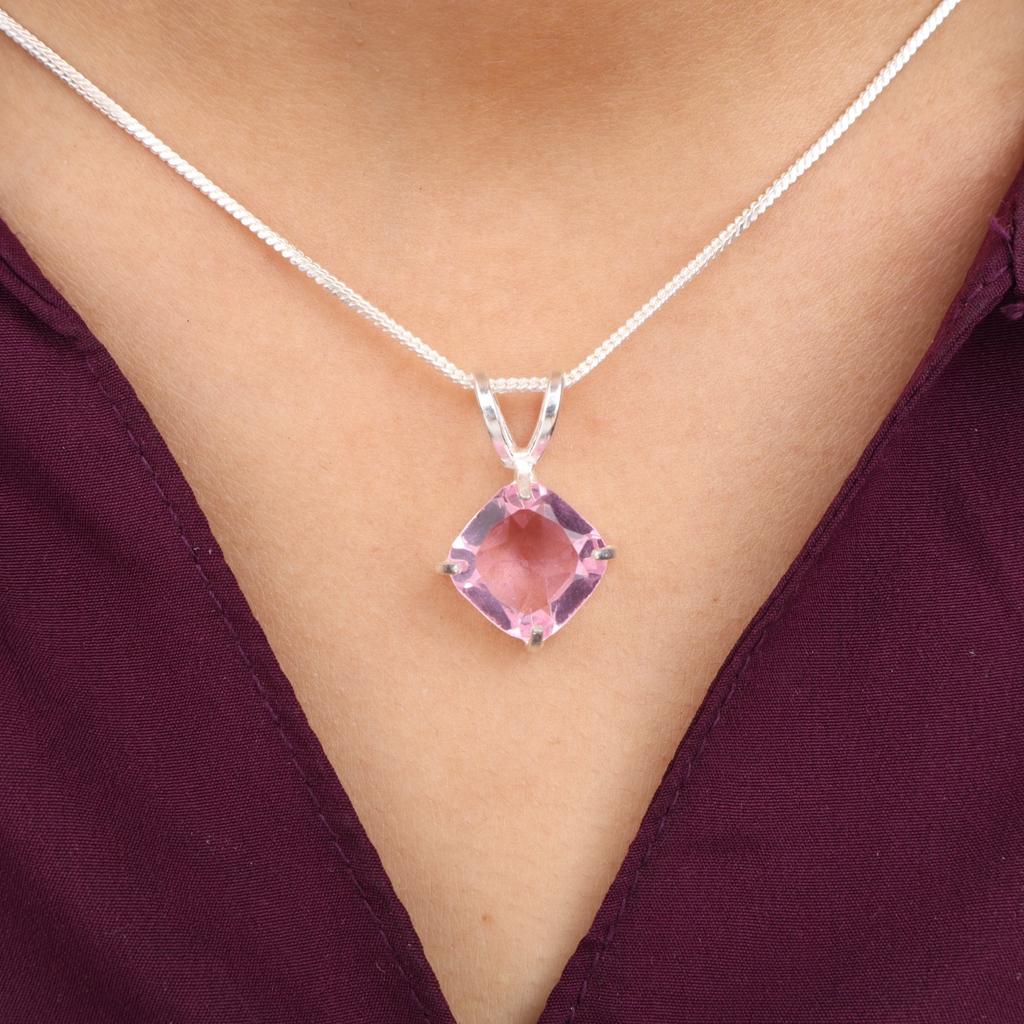 Morganit Edelstein 925 Sterlingsilber Schmuck Handgefertigter Anhänger 0.93'' Für Frauen PP-62-13