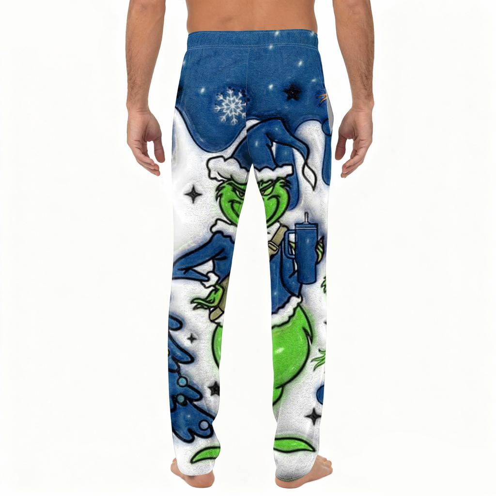 Men's Plain Knit Solid Pocket Casual Pants Home Pajama Pants