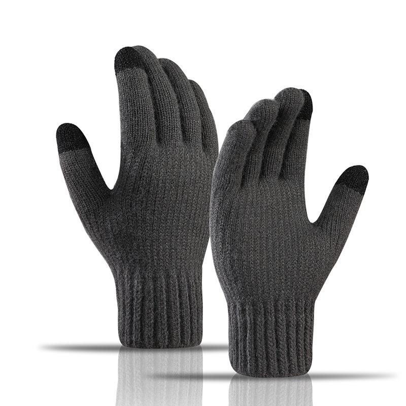 Men's Winter Touchscreen Cycling Gloves - Warm Fleece-lined Alpaca Wool Knit
