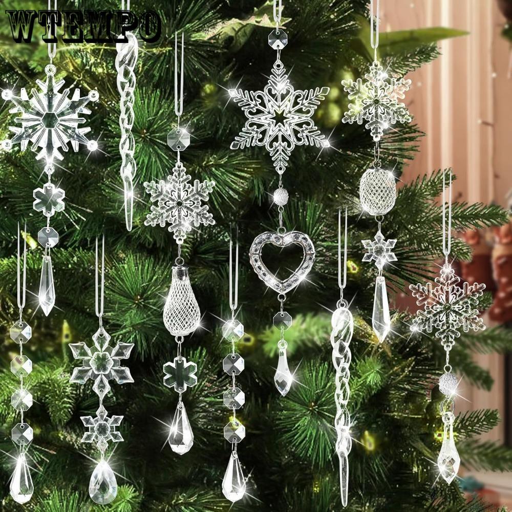 21pcs Crystal Ornaments Christmas Tree Decorations Christmas Tree Pendants Drops & Finials Ornaments Sparkling Dazzling Festival Party Decoration