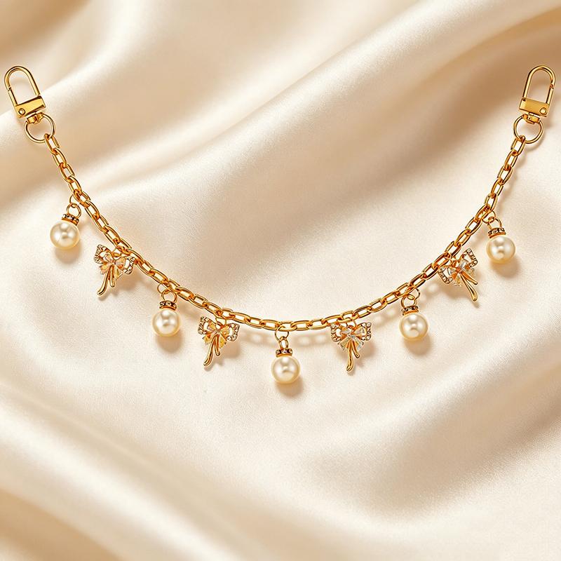 

Yogodlns Pink Bowknot Purse Chain Charm Bag Making Materials Chain for Tote Shoulder Bags Handlebag Gold Chains Wallet Pendant one size белый