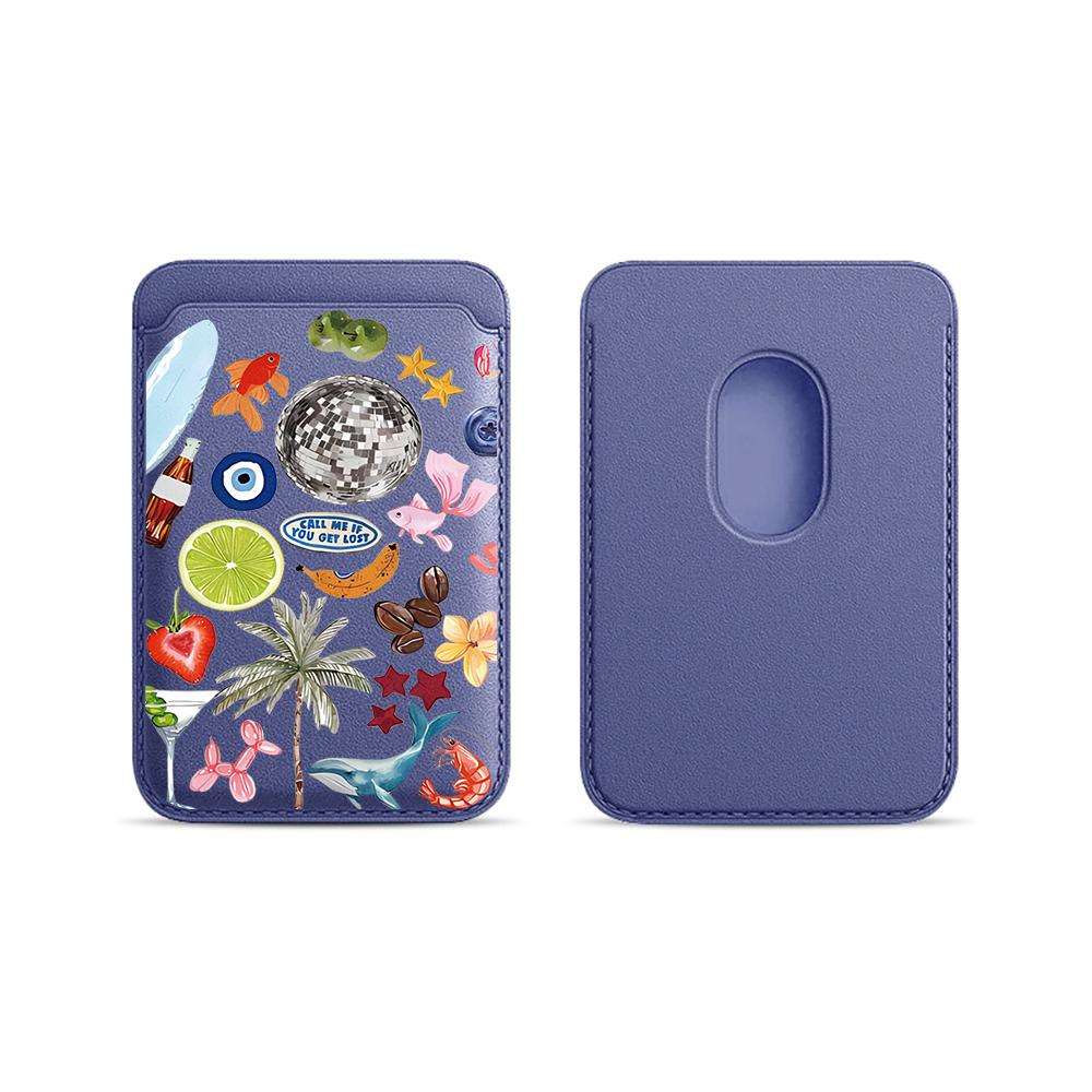 Trend Collage Leder Karten Geldbörse Hülle Handy Kartenhalter Magnetische Hülle Geeignet Für alle iPhone Für Magsafe Karten Handy Rückentasche