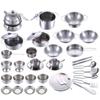 Stainless Steel MINI Kitchen Utensils Toys Set For Kids Girl Can Hold Food Cooking Kitchen Education Pretend Play Toys For Kids