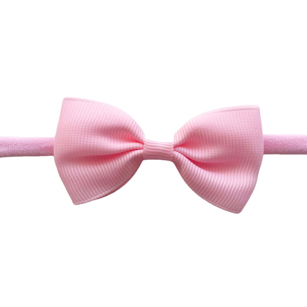 Solid Color Bow Hairpin & Ribbed Headband Set for Girls