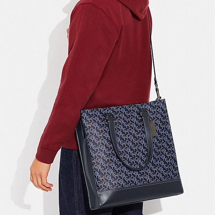 New COACH Graham Cow Leather Tote Bag, Shopping Bag, Shoulder Bag, Crossbody Bag, Handbag Tubas Women's Black Blue CE749-QBMQ