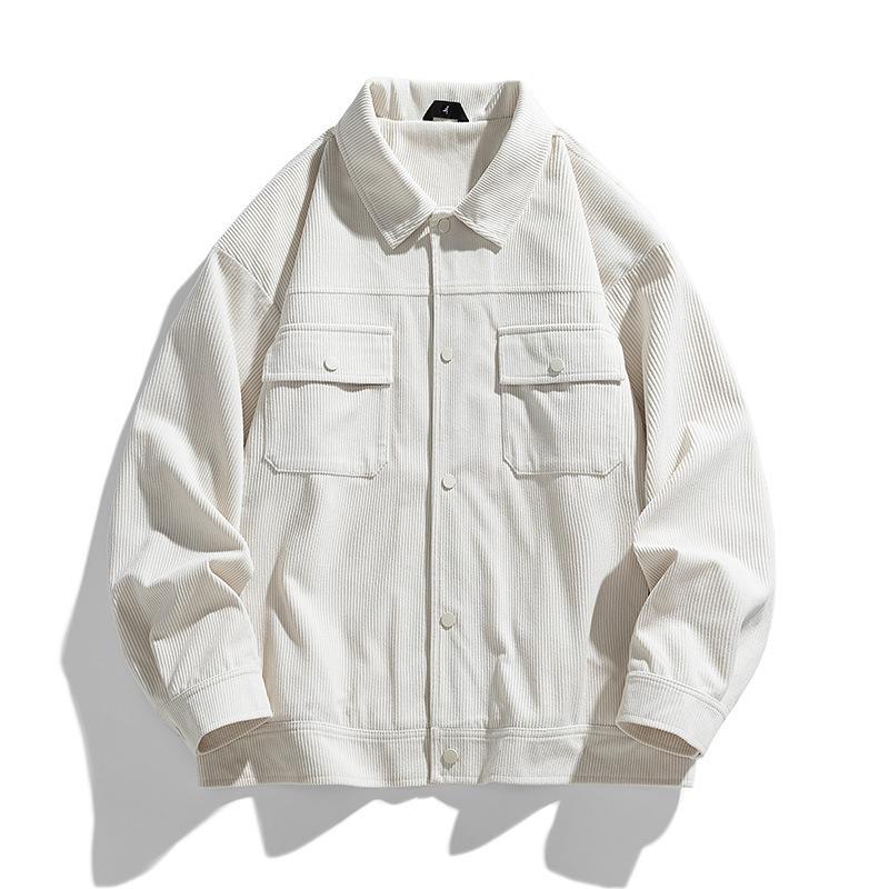 

Corduroy jacket men s new tooling multi-pocket lapel trendy casual cardigan loose coat 3XL