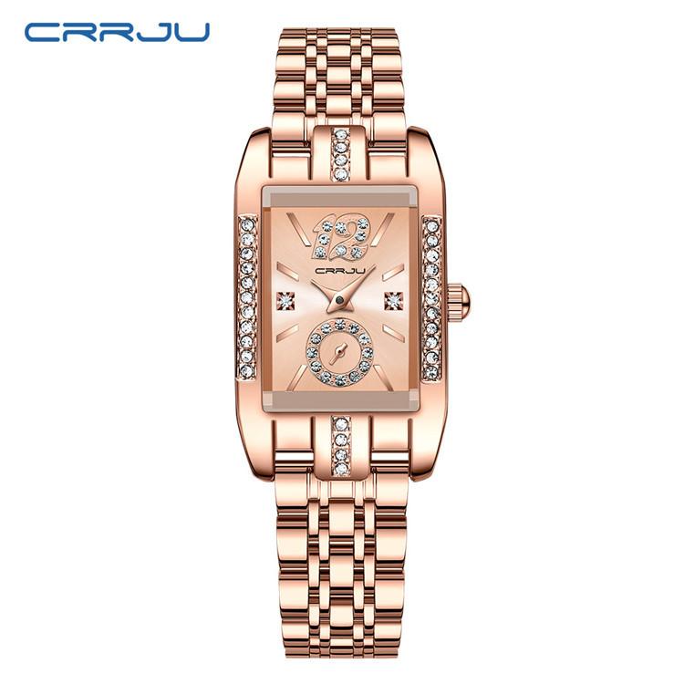 CRRJU New Watch 5017 Women's Watch Stainless Steel Strap Simple Square Business Fashion Watch