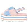 Disco Checker Slide Thick Sole Pink Blue Women's 1113490-PSTR