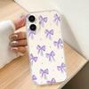 Purple Bow Transparent Phone Case Suitable for iPhone 17 16 15 14 13 12 11 Pro/Max/Plus Anti Drop and Shockproof Back Cover