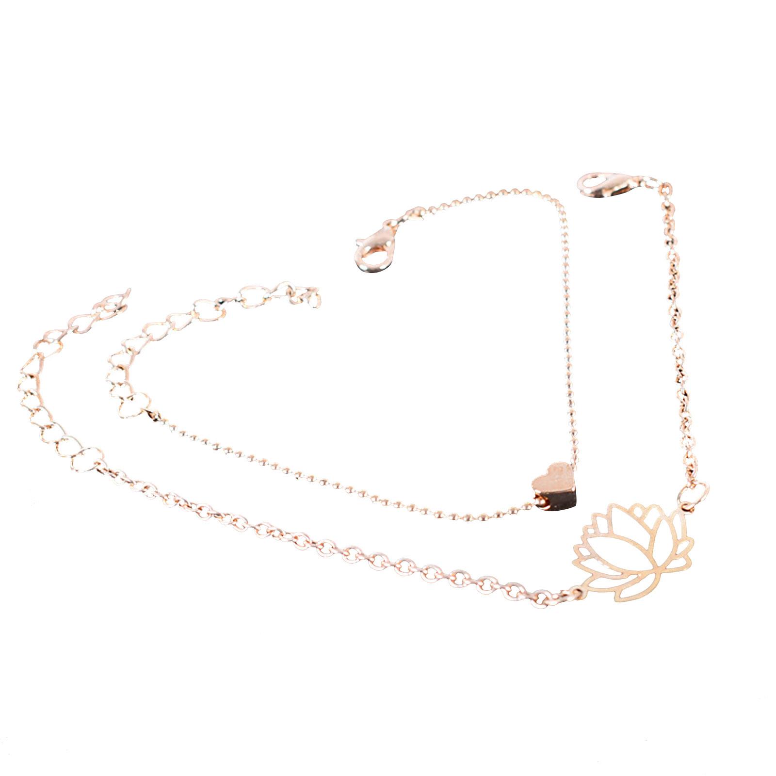 

S Imple And Personalized Hollow L Otus Bracelet Fashion 2-piece Set золотой