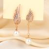 Asymmetrical Wings Pearl Stud Earrings Elegant Long Fringed Earrings Earrings