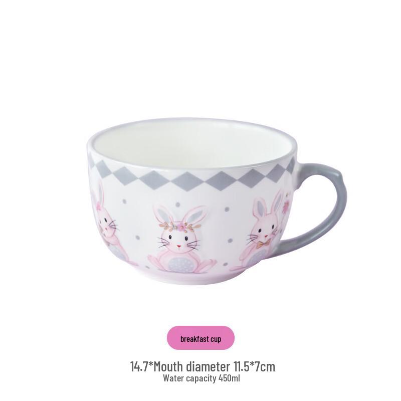 

Ru Han Hand-Painted Cartoon Rabbit Bone China Soup Bowl