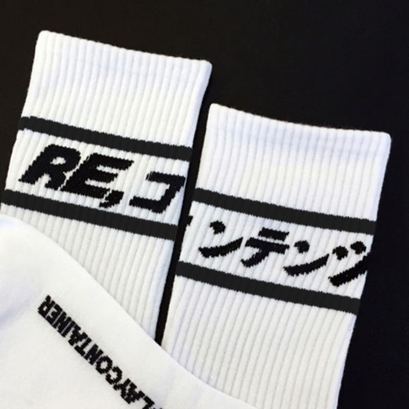 REPLAY CONTAINER Black Line Socks (white)