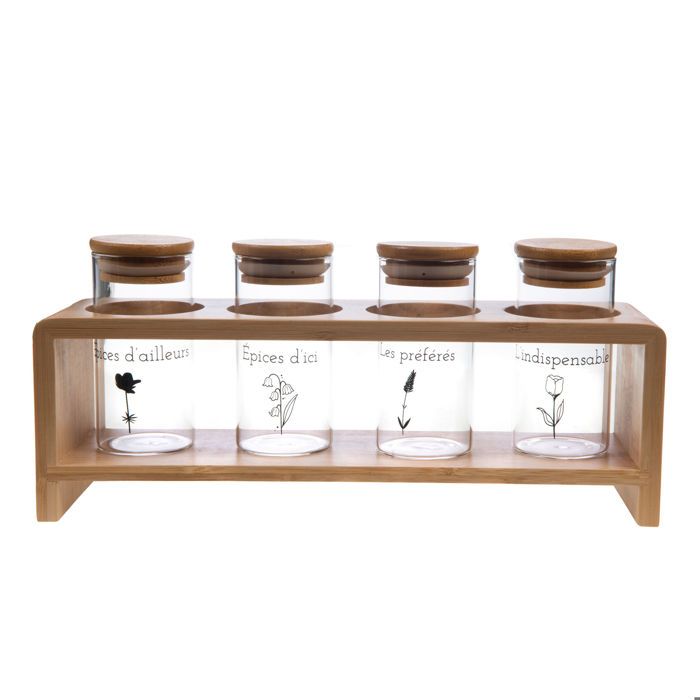 4 POTS A EPICES AVEC SUPPORT