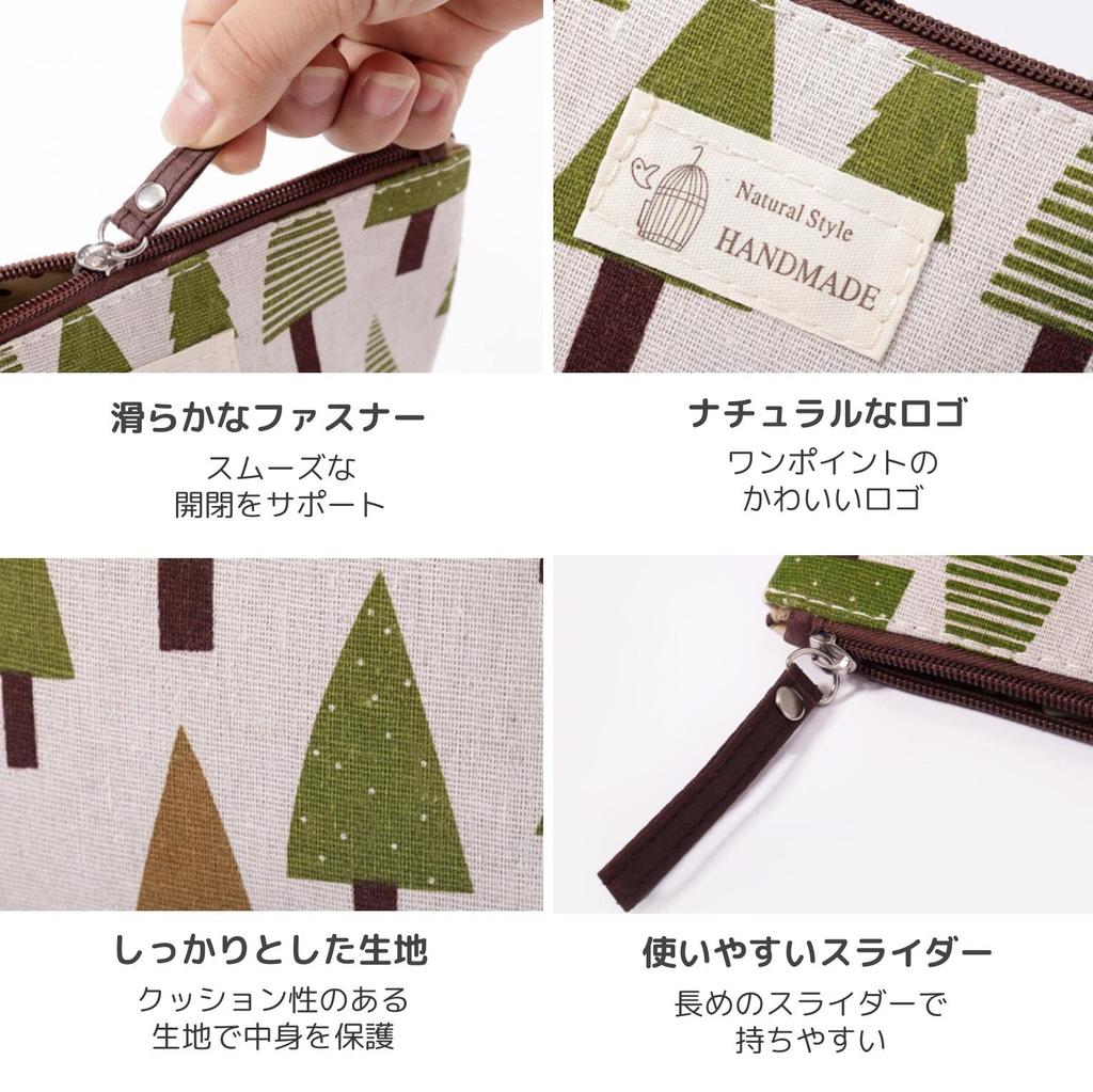 Fogman Makeup Nature and Animal Depth Pouch, Cute, Lightweight, Stylish, Compact, Design, 6.5cm (White Wood)