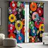 Set Of 2 Retro Record Print Curtains Suitable Bedroom Living Room Kitchen Decoration Home Window Made Polyester Area Treatment