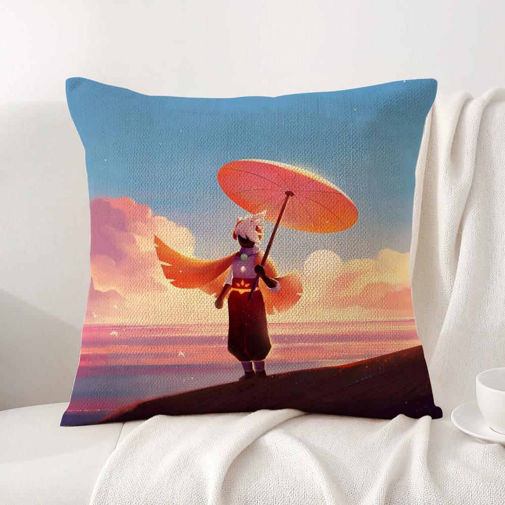 Game Sky ChildREn of the Light Cushion Cover Natural Linen Pillow Cover DoubleSided Print Cushion Case for Sofa Home Decor Gift