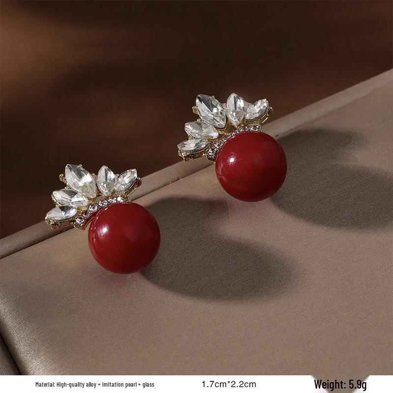 

Серьги-пусеты в ретро-стиле с красной глазурью «капля» для женщин - Уникальный нишевый дизайн начала осени