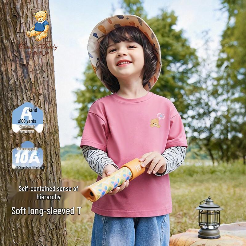 Classic Teddy Kids  Faux Two-Piece Long-Sleeve T-Shirt 120
