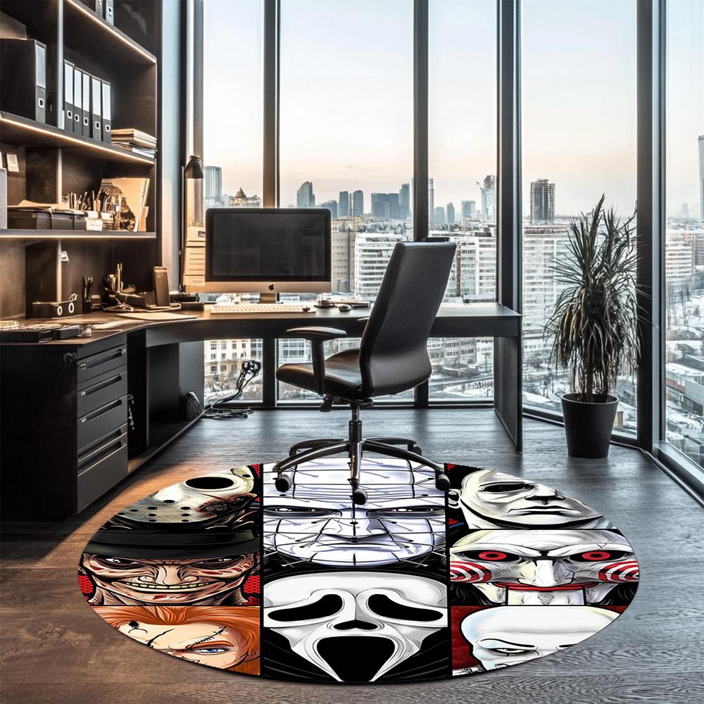 Halloween horror Printed Round Rug Carpet Chair Rug Area Rug Entryway Doormats,for Office Chair Living Room Bedroom Kitchen Room.