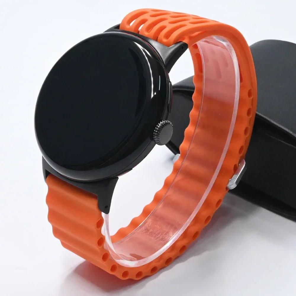Soft Silicone Loop Strap for Google Pixel Watch 3 45mm Ocean Sports Band for Google Pixel Watch 3 45mm Men Breathable Bracelet