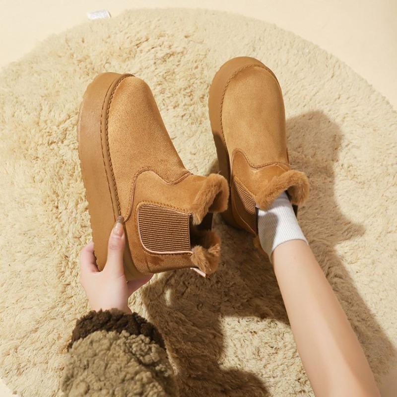 

Осень и зима новые однотонные рукава пушистые на толстой подошве зимние ботинки женские бархатные с круглым носком рукава хлопковые ботинки женские 42 чёрный