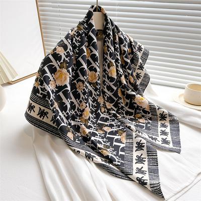 90 * 90cm New Twill Silk Simple Sun Protection Warm Large Square Scarf Shawl Headscarf For Women