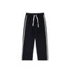 Unisex Winter Warm Fleece-Lined Straight Leg Stripe Pants Streetwear Casual Trousers Teens