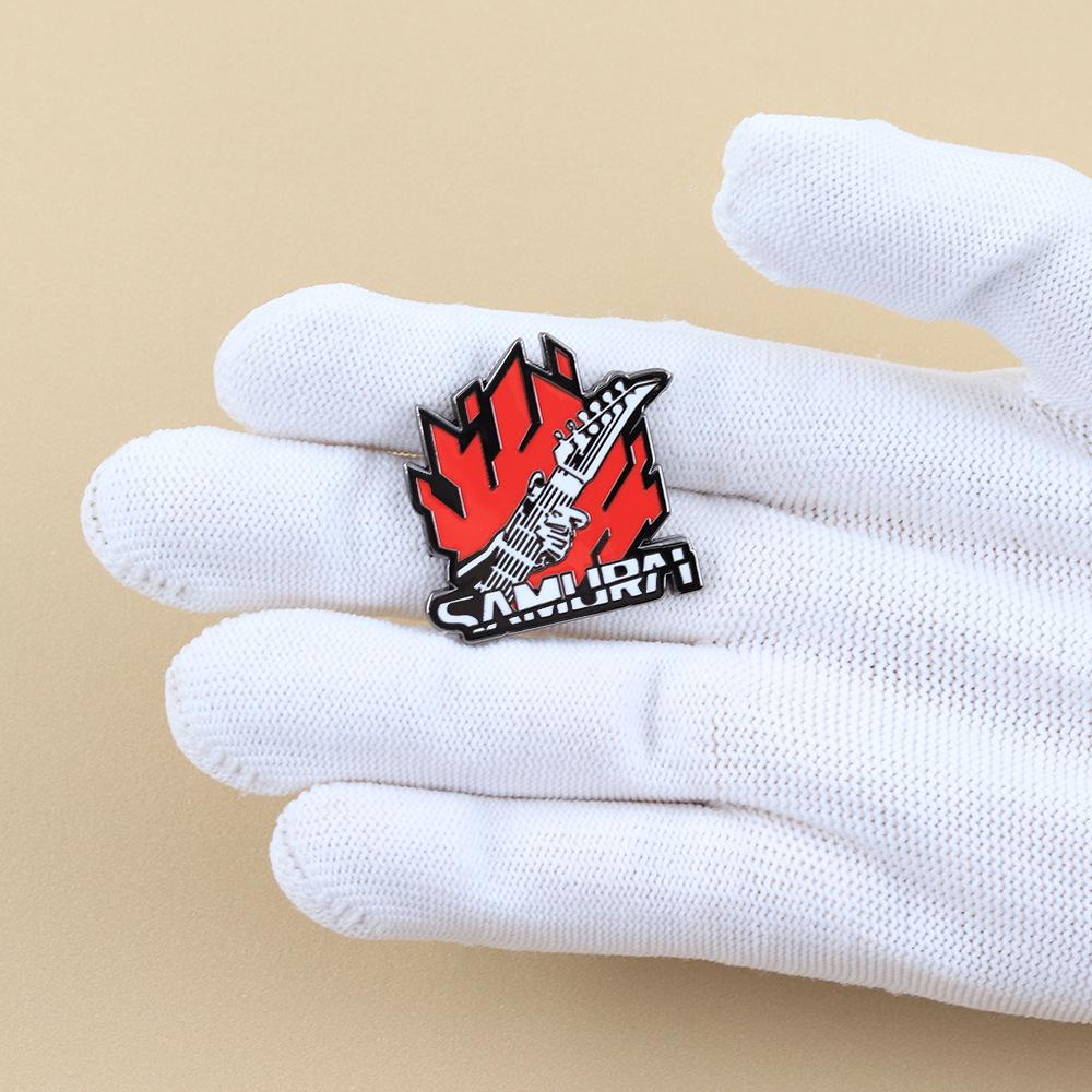 Cyberpunk 2077 Logo Samurai Metalowa Broszka - Przypinka Anime na Plecaki