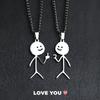 2025 Funny Middle Finger Stickman Necklace For Women Men Trend Titanium Steel Heart Pendant Chain Love  Couple Party Gift