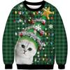 New Green Hair Monster Santa Claus 3D Digital Print Christmas Peripheral Round Neck Long Sleeved Women's Pullovers