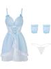SENMHS Sexy Maid Lolita Ruffled Princess One for Costumes and Events Costume, Style, Babydoll, See-Through, Camisole, Style, Women's Costume, Blue,