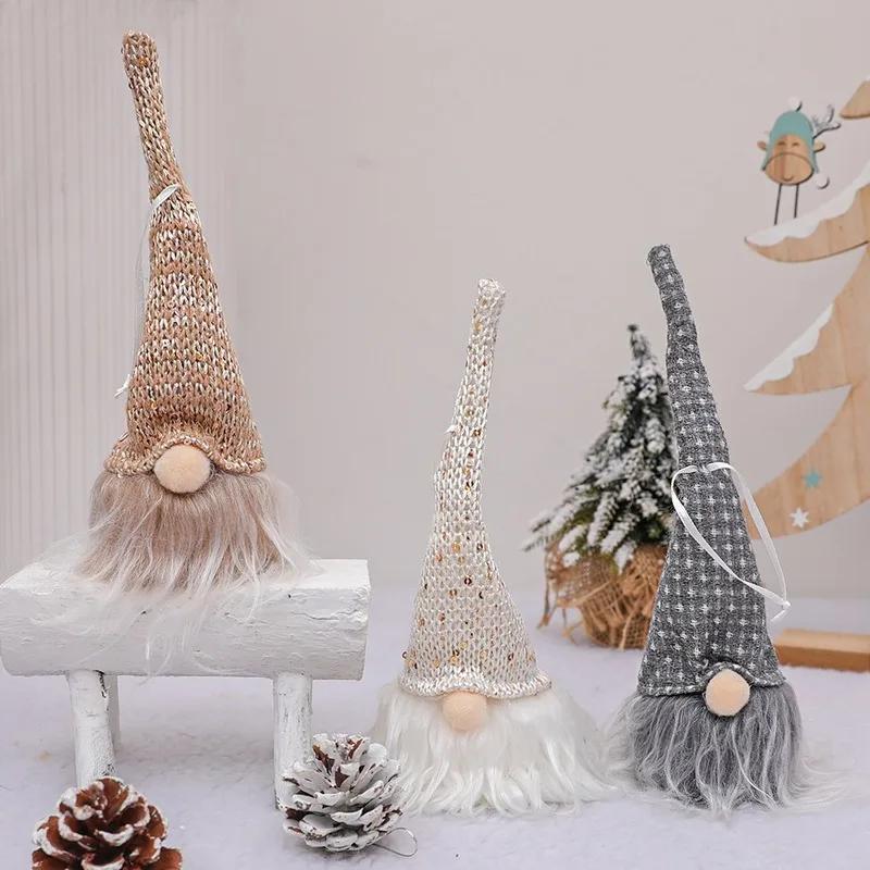 New Fashion Christmas Ornaments Forest Old Man with Lamp Pendant Faceless Doll Luminous Small Pendant Tree Ornaments