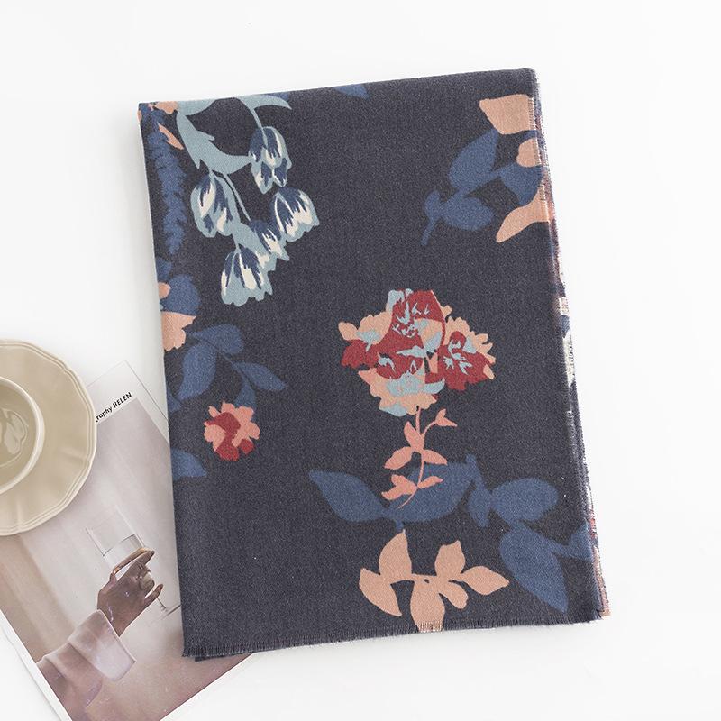 

Printed Winter Scarf for Women Artistic Retro Imitation Cashmere Scarf Warm Neck Scarf Ethnic Style Shawl 65*180cm