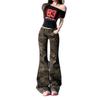 American Spice Girl low-rise camouflage micro-pull jeans women's spring and autumn new slim-fitting wide-leg thin flared pants