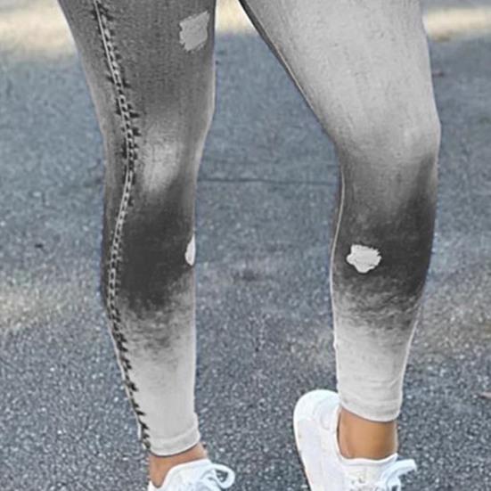 Women Leggings High Waist Slim Fit Soft Stretchy Yoga Pants Hip Lift Imitation Jeans Pants Casual Activewear