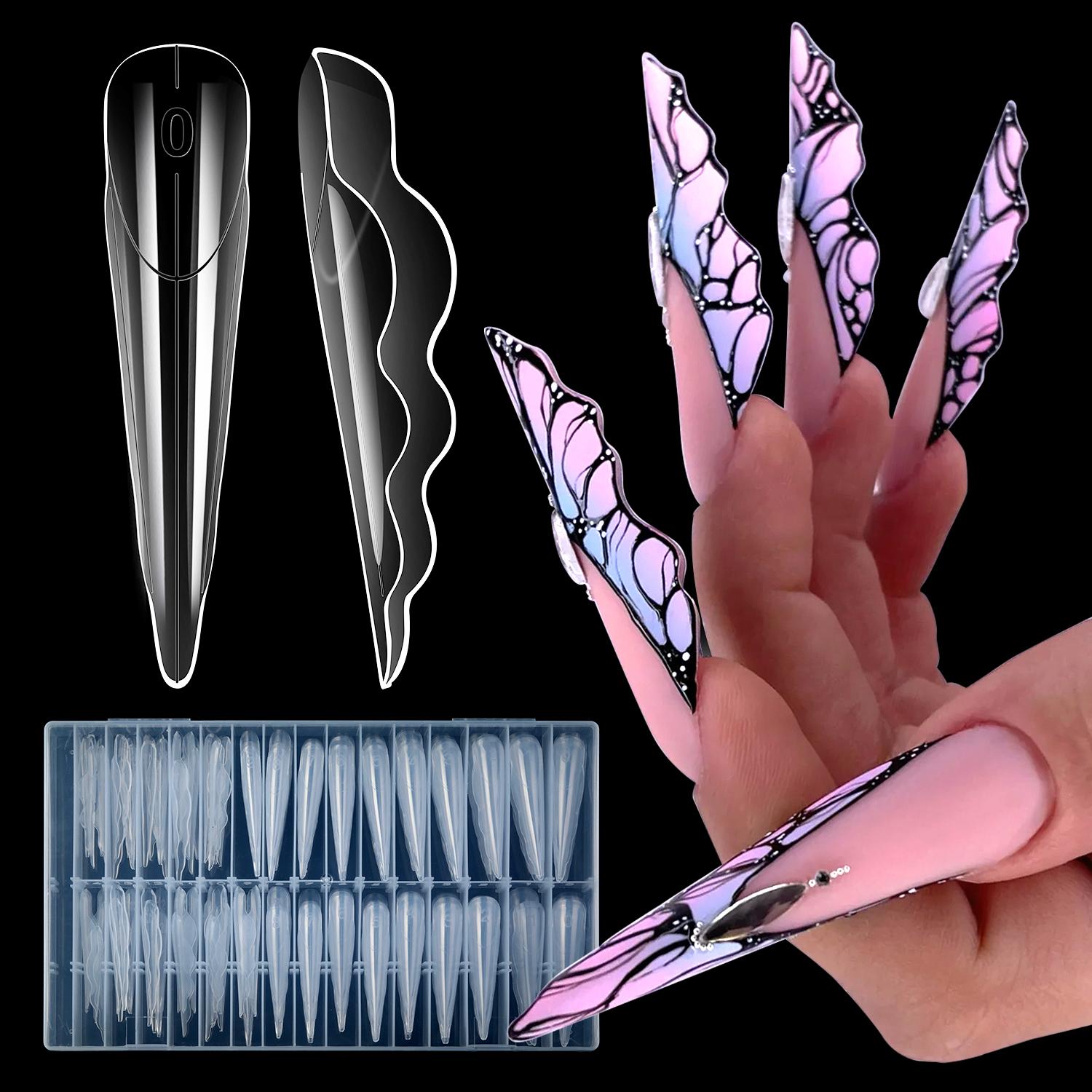 

150pcs/box Butterfly Nail Dual Forms Acrylic Poly Nail Gel Mold Full Cover Reusable Nail Extension For Nail Art Professional