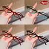 4pcs Small Oval Casual Glasses Frames Clear Lens Candy Color Glasses Cosplay Costume Decorative Eyewear Computer Spectacles