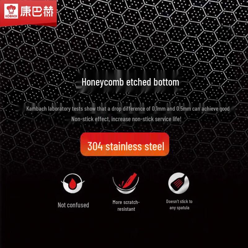 Kombach 32cm Honeycomb 304 Stainless Steel Stir-Fry Wok