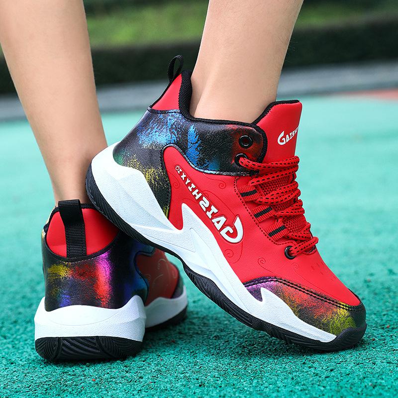 Xiong Classmate 22 Autumn Leather New Youth Sports Trend Shoes Rotary Buckle Children's Basketball Shoes