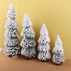 Tower Shaped Mini Snow Pine Tree Stable Mini Christmas Tree Creative Flocked Cedar Tree  Party