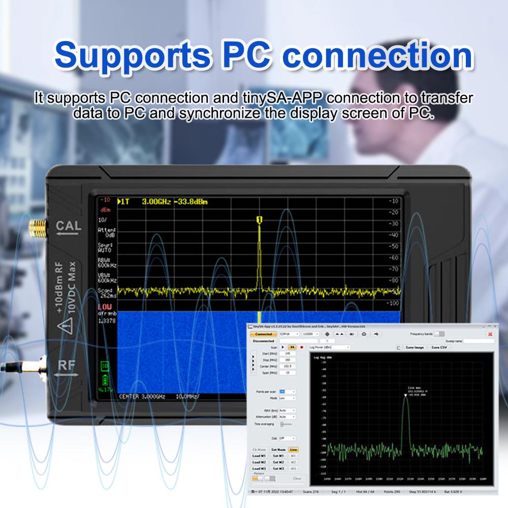 Portable Spectrum Analyzer Handheld 100k-5.3GHz High Frequency Signal Generator with TFT Touchscreen Support PC Connection
