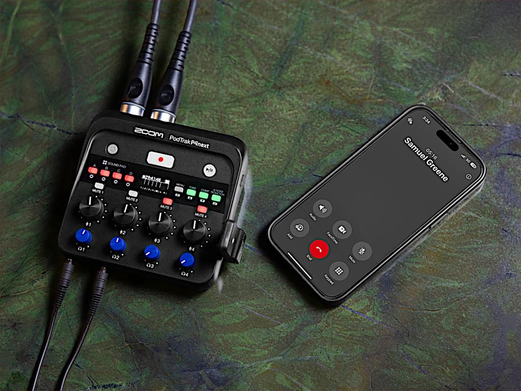 Zoom PodTrak P4 Next Podcast Recorder 4 XLR Inputs AI Noise Reduction USB-C Audio Interface